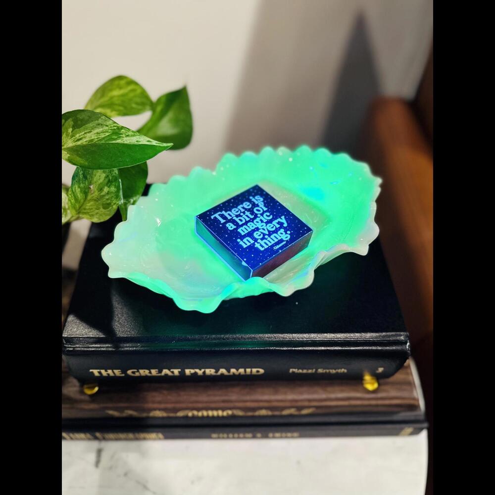 White Uranium Glass Trinket Dish